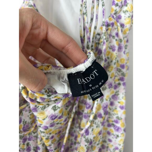 Bardot Revolve Marlie Sweetheart Neck Puff Sleeve Floral Mini Dress Medium - Picture 10 of 13